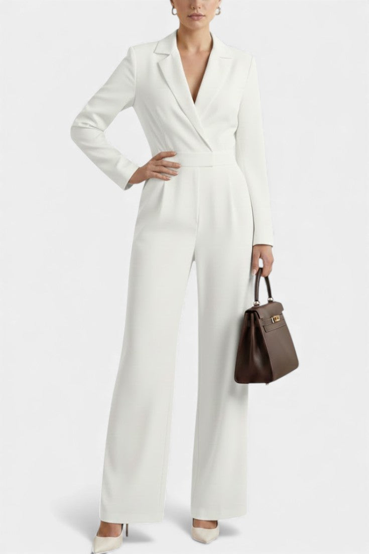 Ximena™ - High-Waisted Long Sleeve Jumpsuit Featuring Pockets