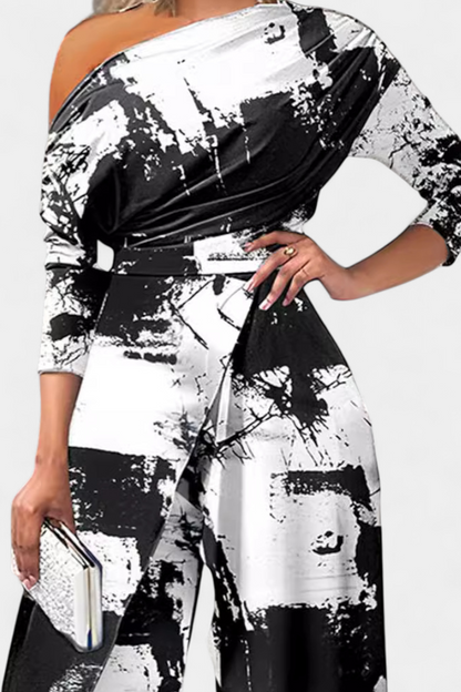 Brina™ - Asymmetrical Jumpsuit with Pearl-Embellished Shoulders and Straight Legs