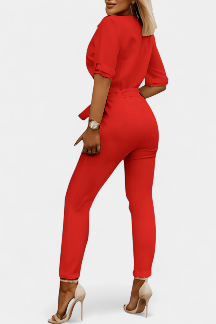 Vivienne™ - V-Neck Jumpsuit with Elegant Flowing Design