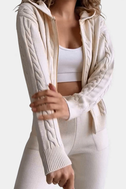 Perdita™ - Cardigan & Twisted Jacquard Sweater Set - Casual Style