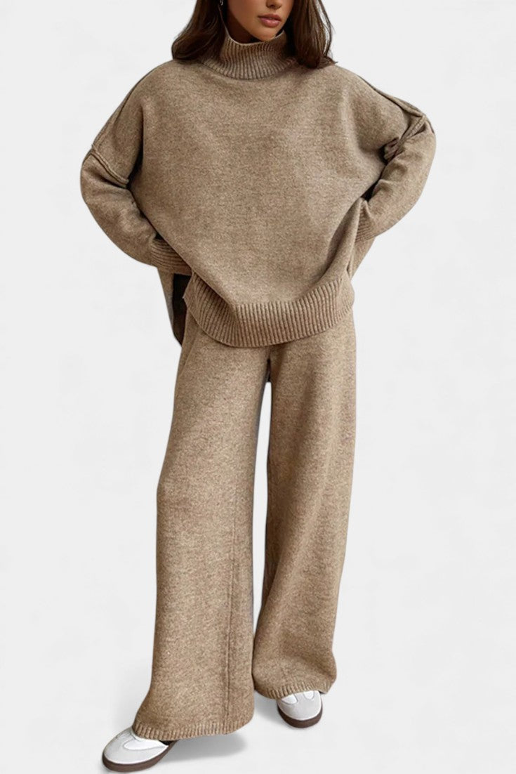 Xylia™ - Knit Set with Turtleneck and Wide-Leg Trousers