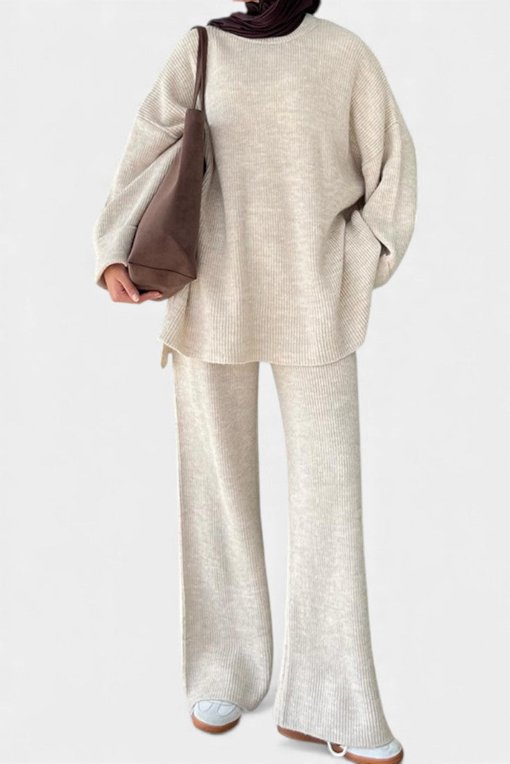 Quirina™ - Relaxed Ensemble with Round Neckline and Flowing Pants
