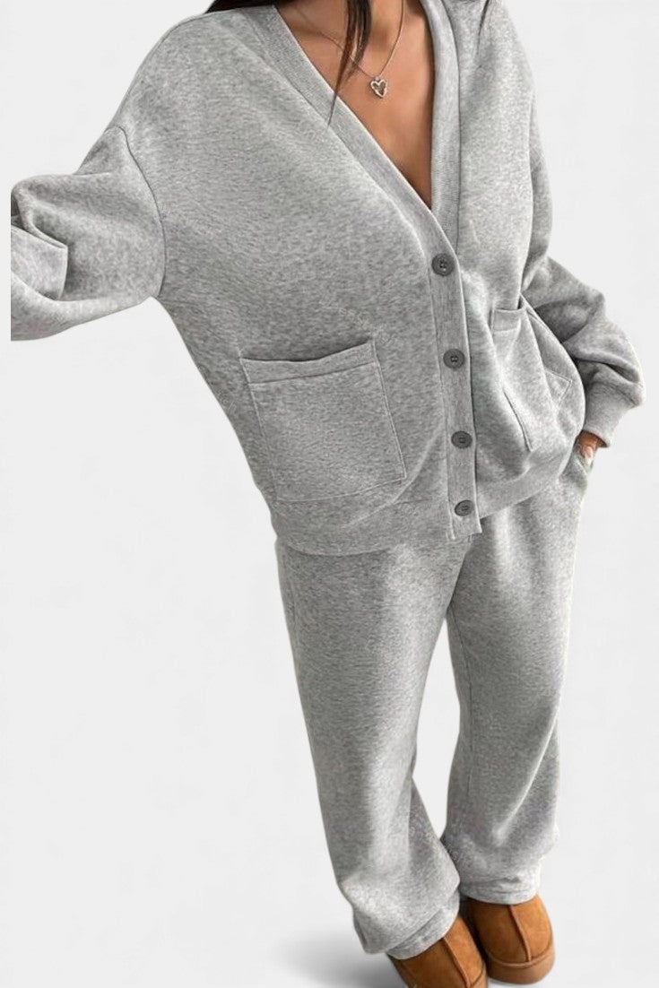 Vellina™ - Cozy Cardigan Jacket & Wide-Leg Pants Set