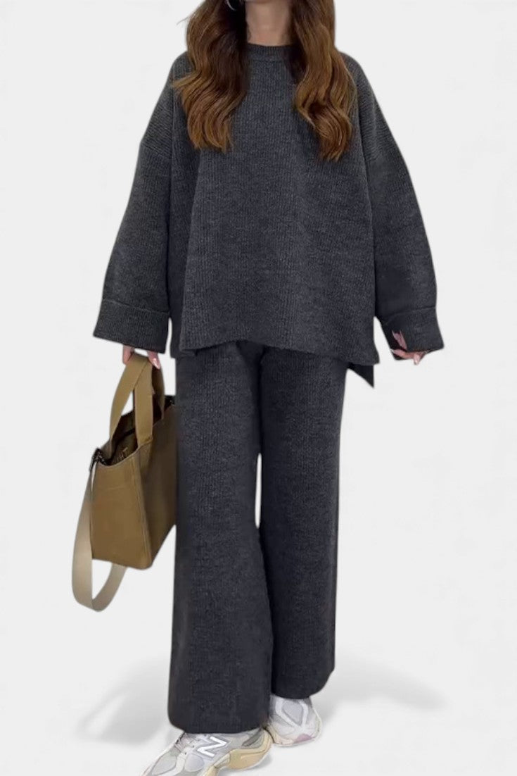 Quirina™ - Relaxed Ensemble with Round Neckline and Flowing Pants