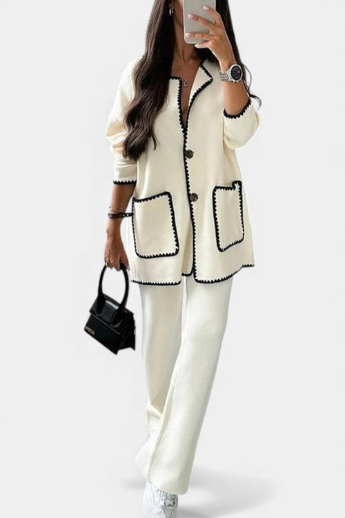 Xandra™ - Two-Piece Ensemble: Trimmed Jacket and Casual Pants