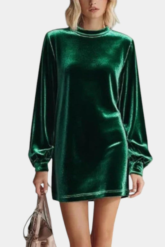 Badia Long Sleeve Mini Velvet Dress