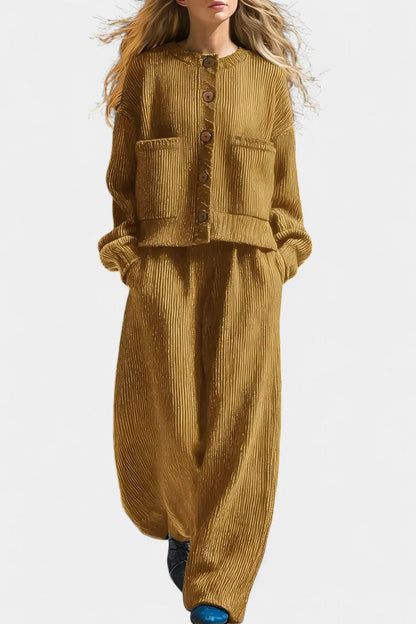 Magali™ - Knit Cardigan & Wide-Leg Pants Ensemble