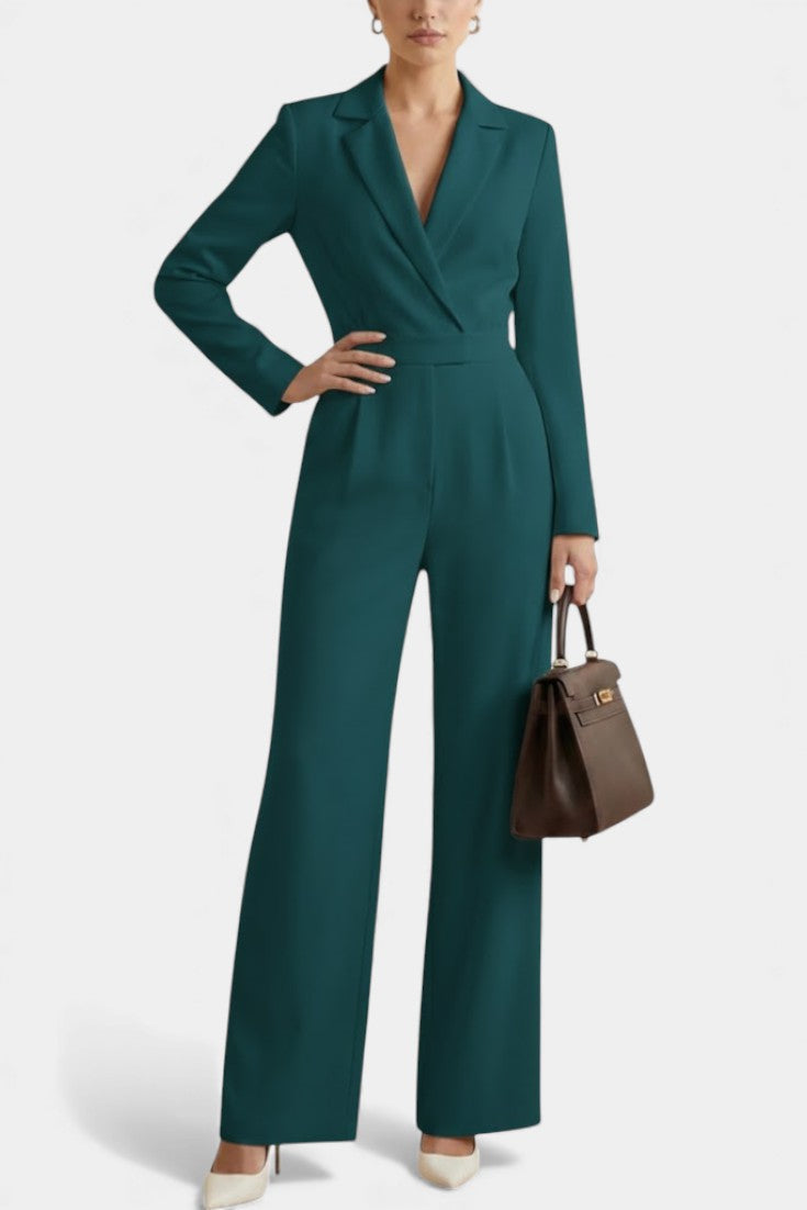 Ximena™ - High-Waisted Long Sleeve Jumpsuit Featuring Pockets