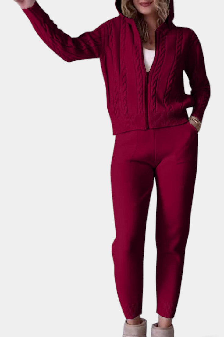 Perdita™ - Cardigan & Twisted Jacquard Sweater Set - Casual Style