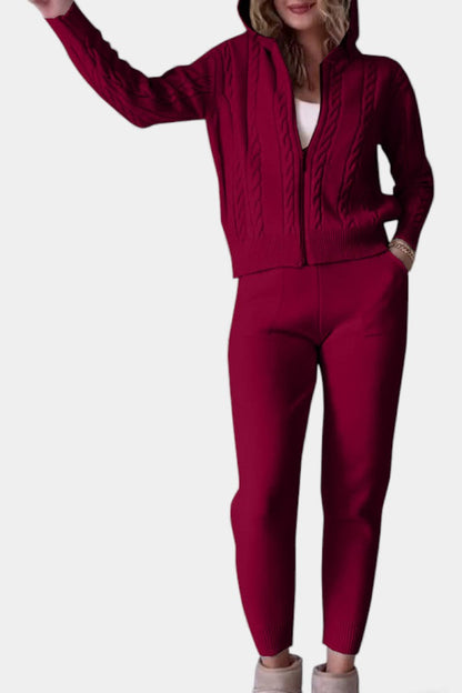 Perdita™ - Cardigan & Twisted Jacquard Sweater Set - Casual Style