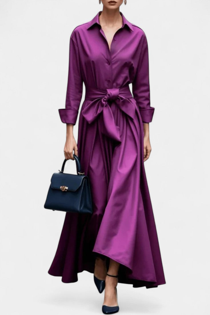 Lioren Twill Shirt Dress with Waist Tie