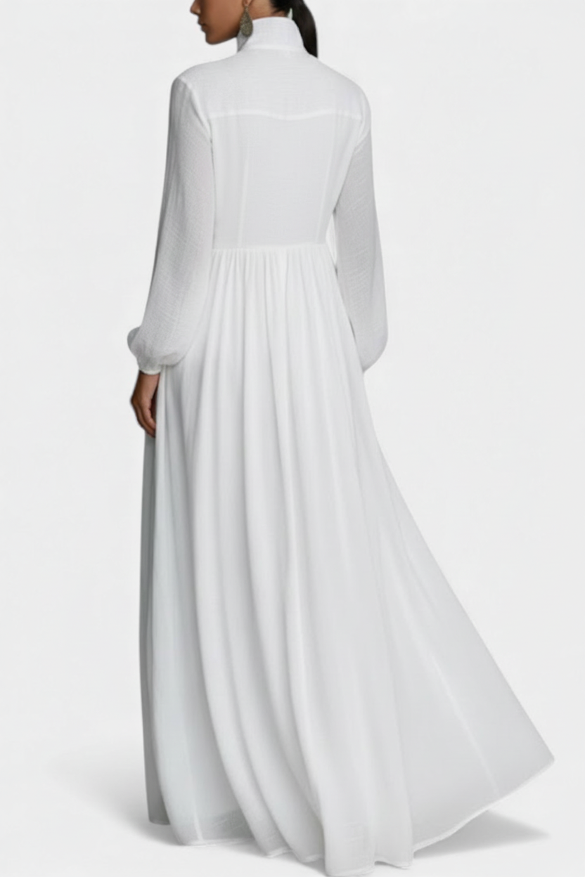Marilou Long Minimalist Cotton Dress with Textured Finish