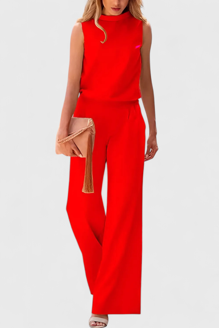 Winnie™ - Wide-Leg Fluid Jumpsuit with Round Neck