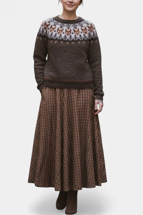Cléa Brown and Ivory Jacquard Wool Sweater